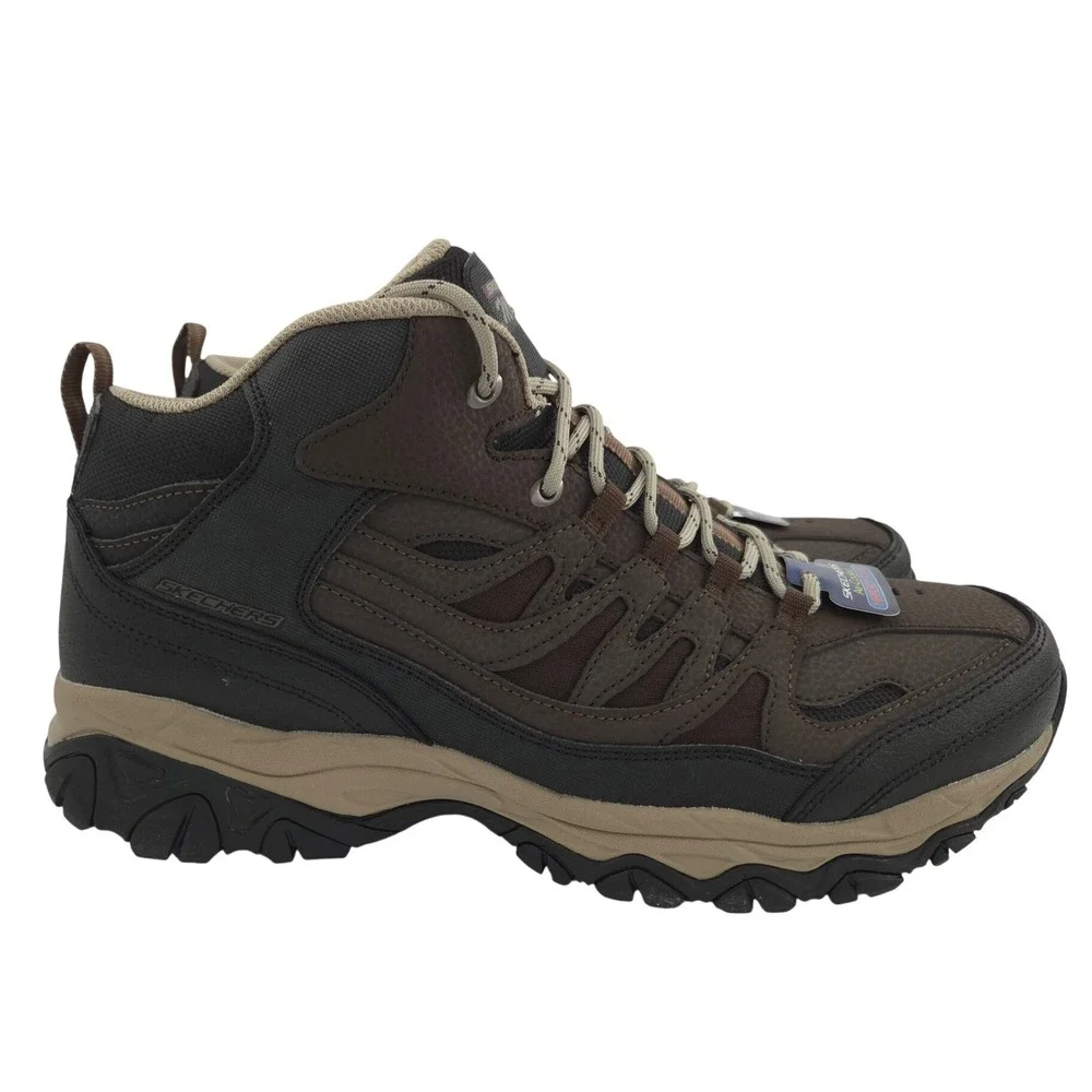 Skechers After Burn Geardo Hiking Boots Men 13 EXTRA WIDE Brown Mid Top Shoe NEW